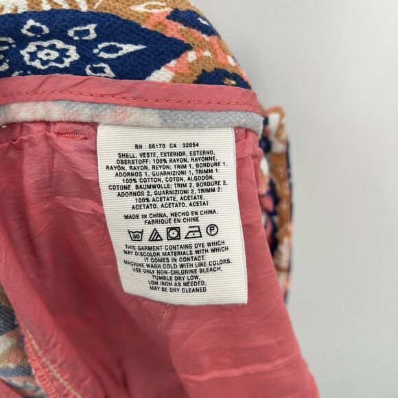 ANTHROPOLOGIE Pilcro Blue Pink Paz Ikat Waist Tie Ankle Slim Leg Pants Size 31 - Picture 8 of 8